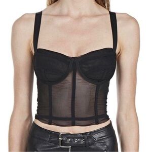 NEW DANIELLE GUIZIO Zita Mesh Corset Bra Size Medium Black